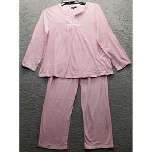 Aria Collection 2 Piece Pajama Set Womens Large Multi Striped Long Sleeve V-Neck